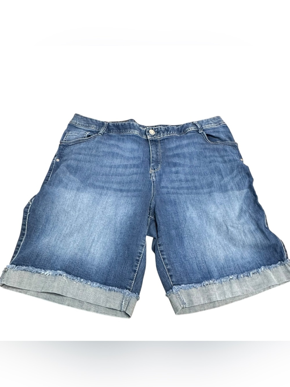 Lane Bryant Lane Bryer Denim Bermuda Shorts Plus Size 24 Cuffed Stretch Blue